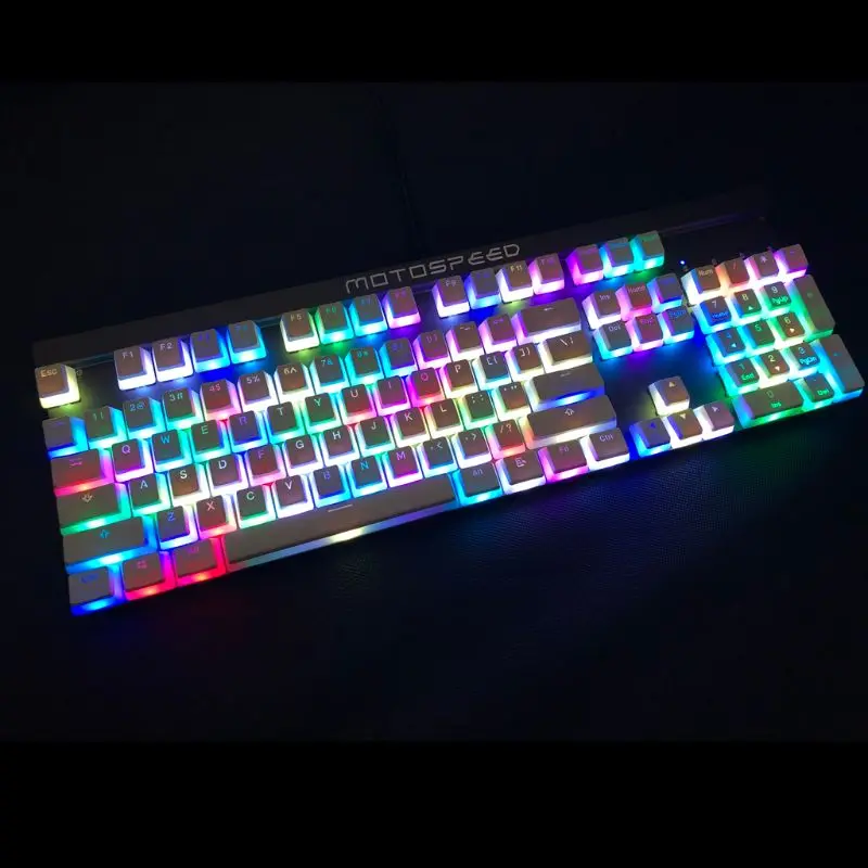 

RGB 108 Keycaps ANSI Layout PBT White Pudding Double Skin Milk Shot Backlit Keycap For OEM Cherry MX gh60 poker 87 tkl 104 108