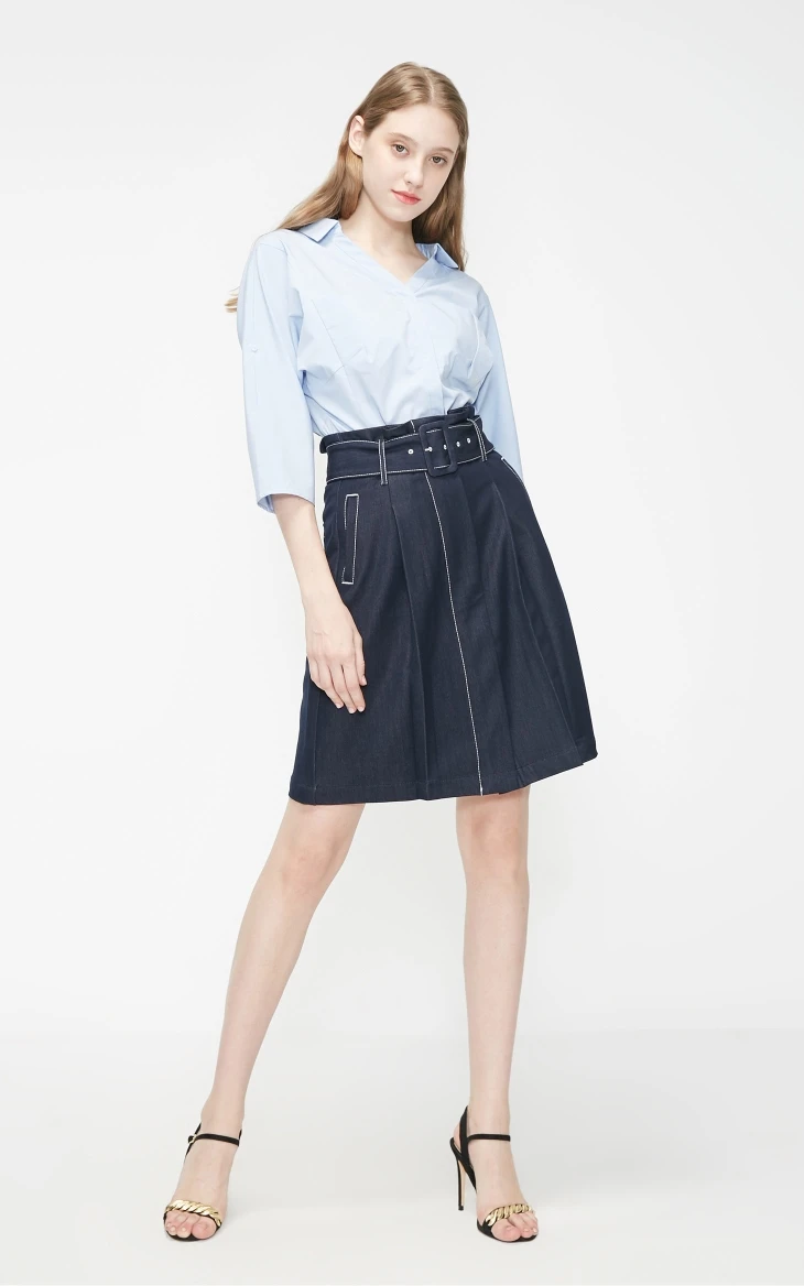 Vero Moda Женская облегающая двухполосная рубашка с 3/4 рукавами и отложным воротником | 319231585