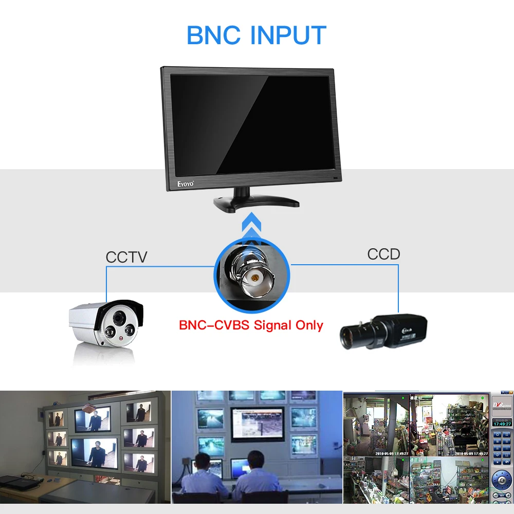 15.6'' IPS Screen Monitor Display 1920x1080 AV/VGA/BNC/USB HDMI input LCD Monitors Video Audio CCTV Monitor Security LED Display