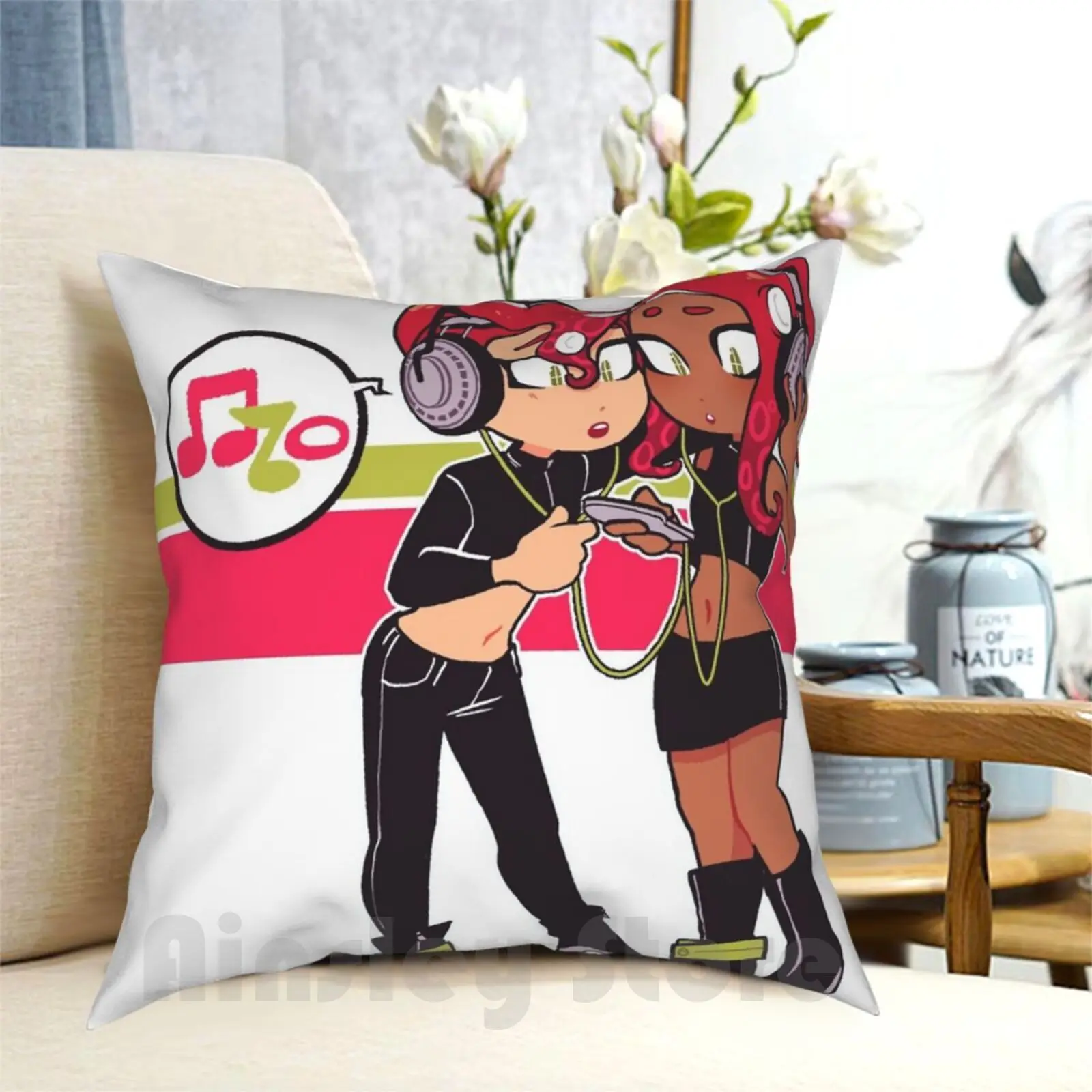 Octo Cuffie Federa Per Cuscino Stampata Home Soft Throw Pillow Octo Expansion Agent 8 Inkling Splatoon Splatoon 2 Splat Hero