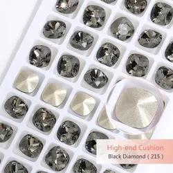 Enhanced Square K9 Glass Crystal Stones for DIY Jewelry, Clothing, and Decoration (Black Diamond)