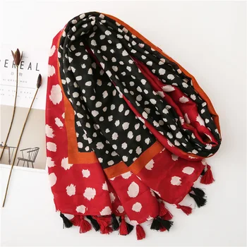 

bufandas invierno mujer echarpe hiver femme women winter SPAIN STYLE long red black leopard tassels scarf pashmina