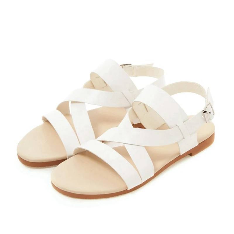 

BLXQPYT Super size 34-50 Women's Beach Sandals Summer Ladies Shoes Flat Heel slides Roman Shoes Fashion Loafers Flip Flops X2-8