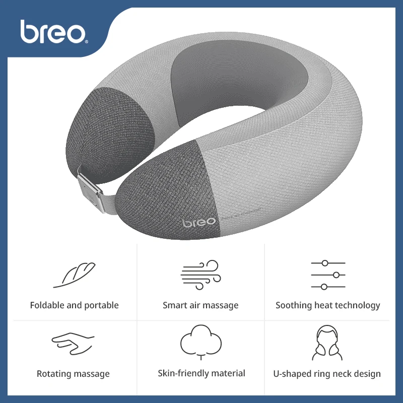Breo iNeck Air 2 Electric Shoulder Cervical Neck U Shape Massage Pillow 3D version of inflatable Foldable & Protable neck pillow