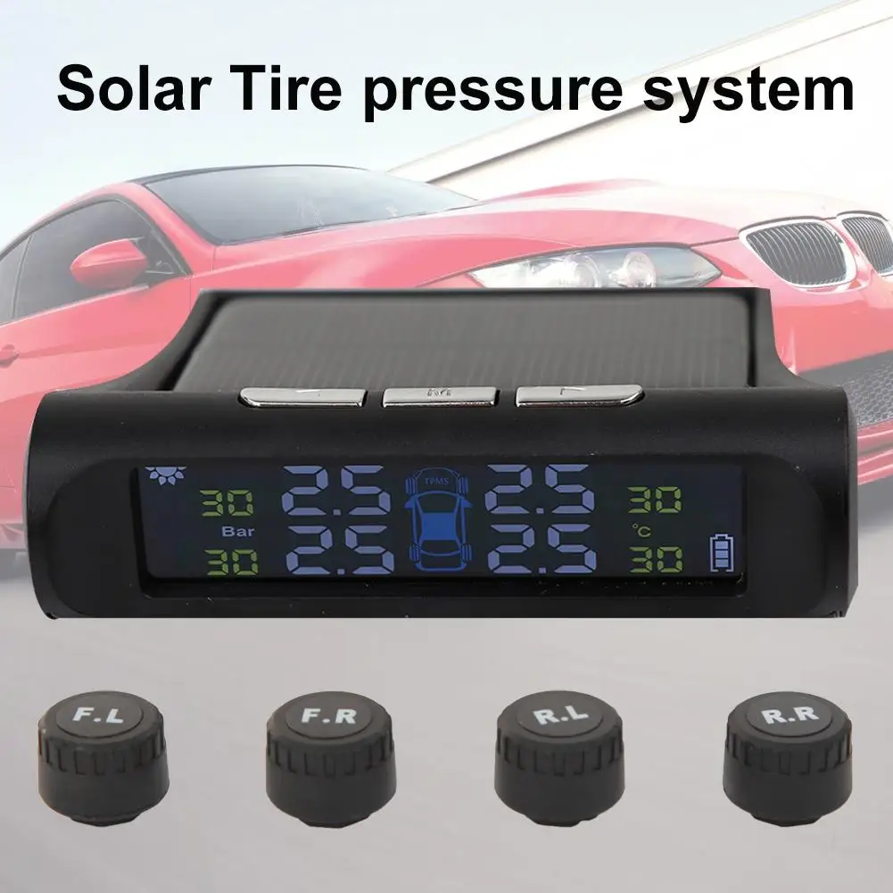 USB Солнечная TPMS автомобильная система контроля давления в шинах Солнечная энергия цифровой ЖК-дисплей монитор давления в шинах Система охранной сигнализации