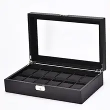 

Multi-Slots Carbon Fiber Watch Display Case Top Jewelry Storage Organizer Box Watch Display Box Jewelry Storage Organizer Case l