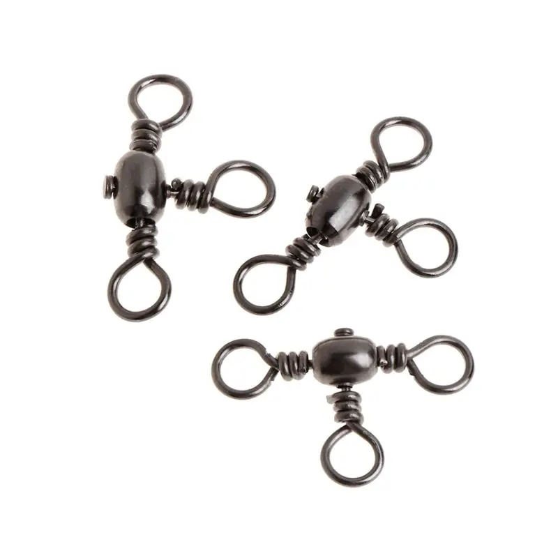 

10 Pcs/Set Fishing Swivel Stainless Steel T-shape 3-way Swivels Connector Hook Bearing Strong Pull Solid Ring Accessories