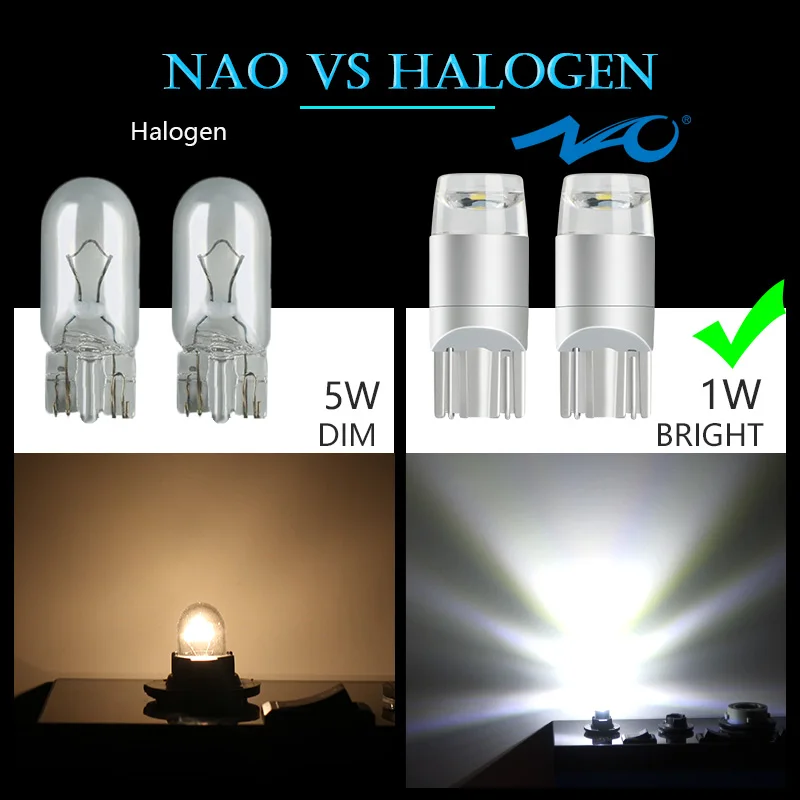 Nao T10 Led Bulb W5w Led Car Drl 3030 Smd 5w5 194 168 Cob Clearance Lights  Reading Interior Auto Lamp 12v 6000k White Yellow Red - Signal Lamp -  AliExpress