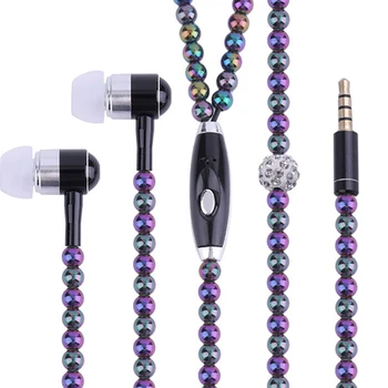 

8 Colors Pearl Necklace Headset Wire Control Sports Stereo In-ear Earphone Universal For Smart Phone High Quality Volume