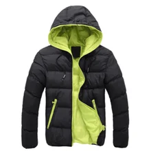 Мужской пуховик базовое зимнее теплое пальто с капюшоном с длинным рукавом пальто с карманами на молнии Повседневная мужская куртка черный+ оранжевый