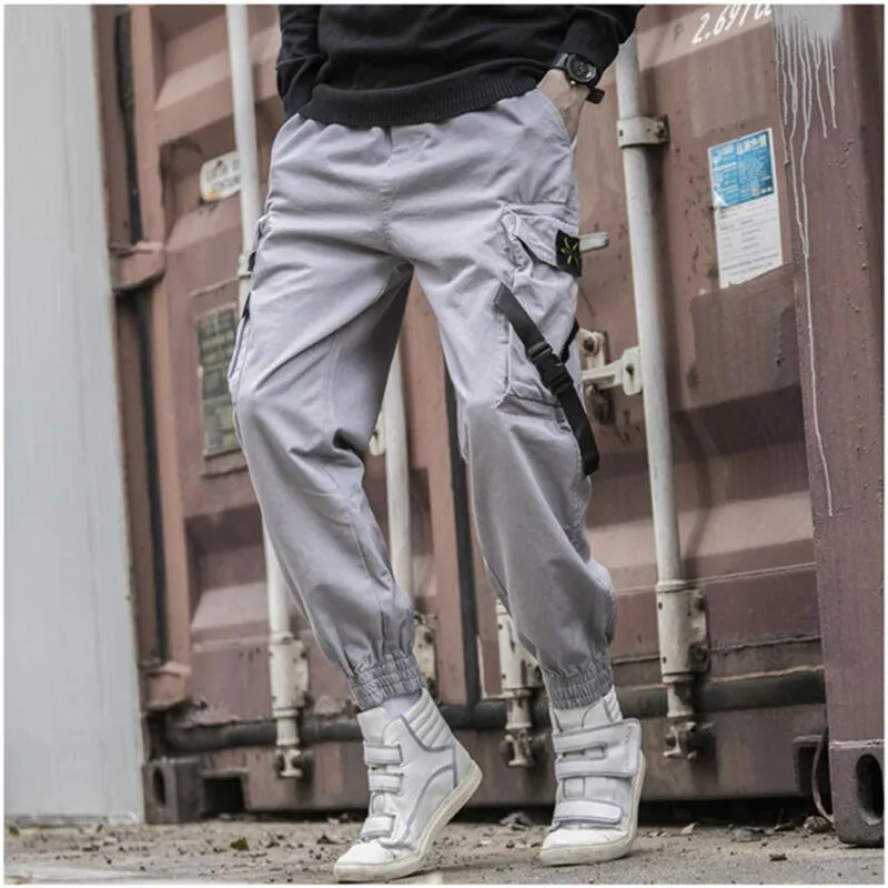 

Privathinker Men Hip Hop Belt Cargo Pants 2019 Man Patchwork Overalls Japanese Streetwear Joggers Pants Men Designer Harem Pants
