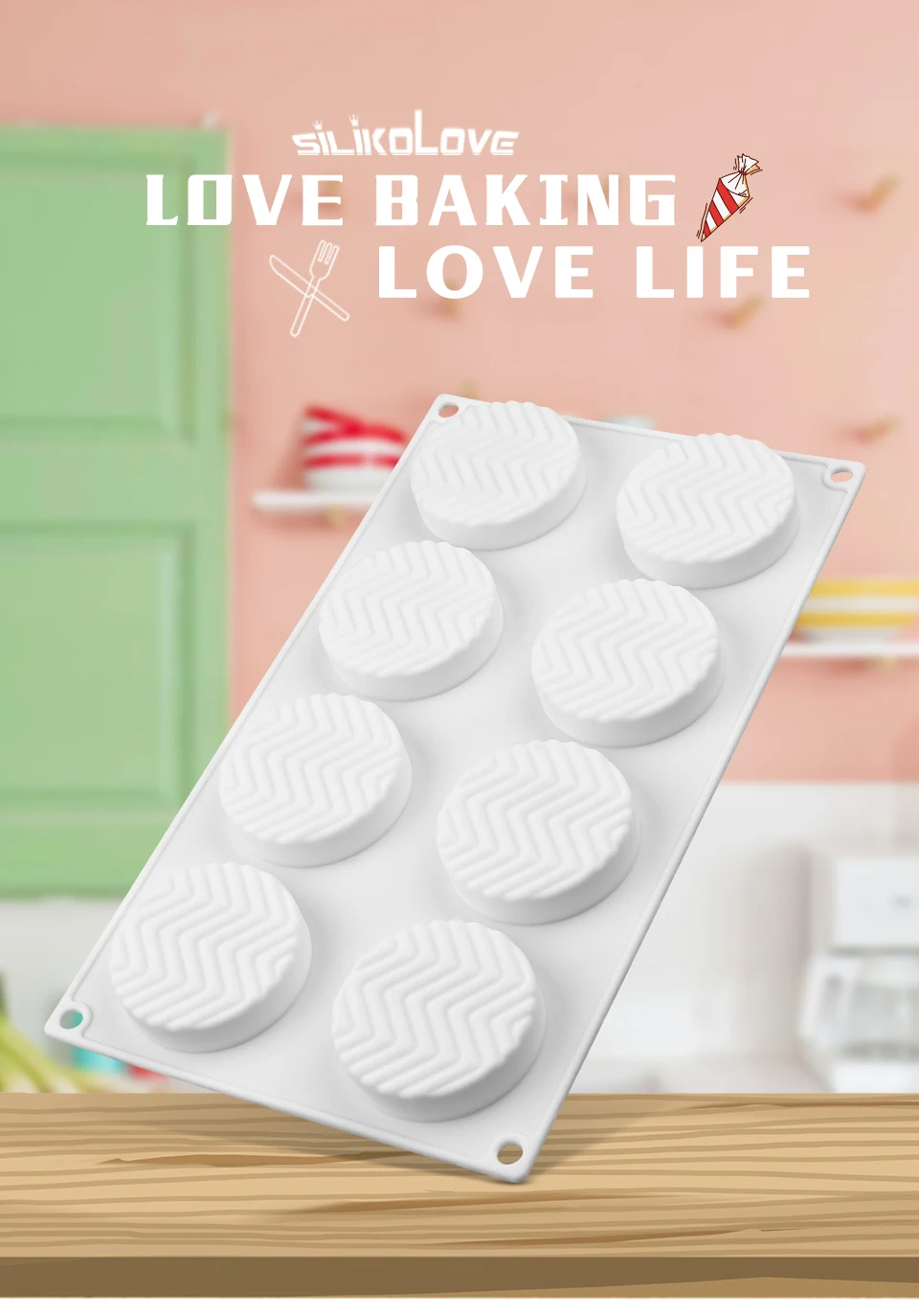 SILIKOLOVE 8 полостей 3D для выпечки тортов силиконовая форма для выпечки муссов тортов из серии "сделай сам" духовой шкаф с антипригарным покрытием десерт брауни формы торт лоток