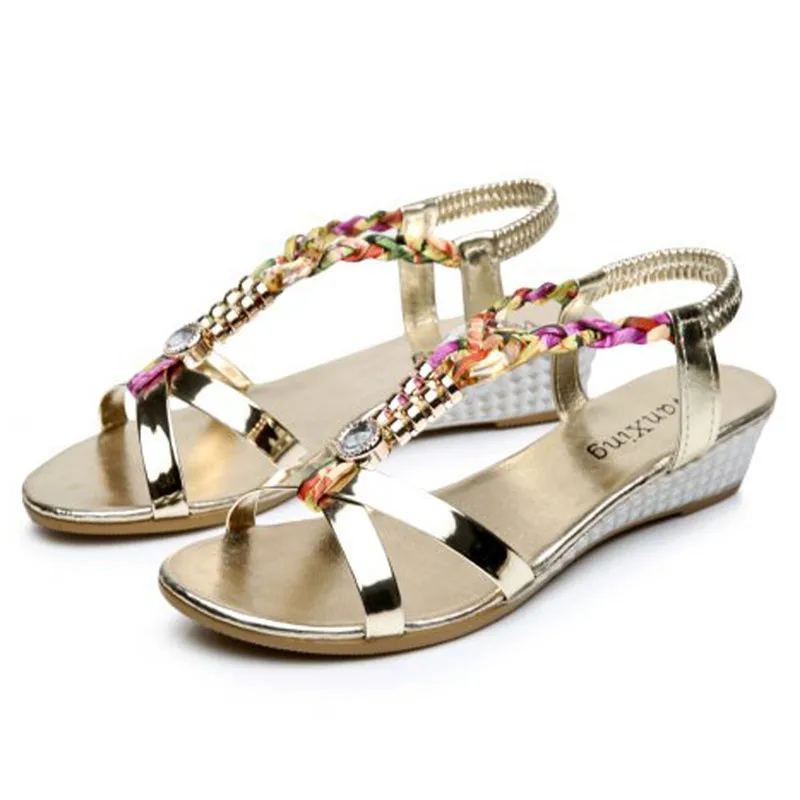 

Vogue Nice Summer Rhinestone Women Flat Sandals For Women Fashion Casual Sandals Comfortable Beach Shoes Sandalia Feminina Buty