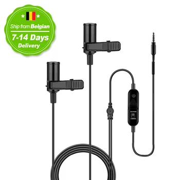 

KIMAFUN Dual Lavalier Microphone HandsFree Clip-on Lapel Microphone Mini Collar Condenser Mic for Camera DSLR Phone PC Laptop