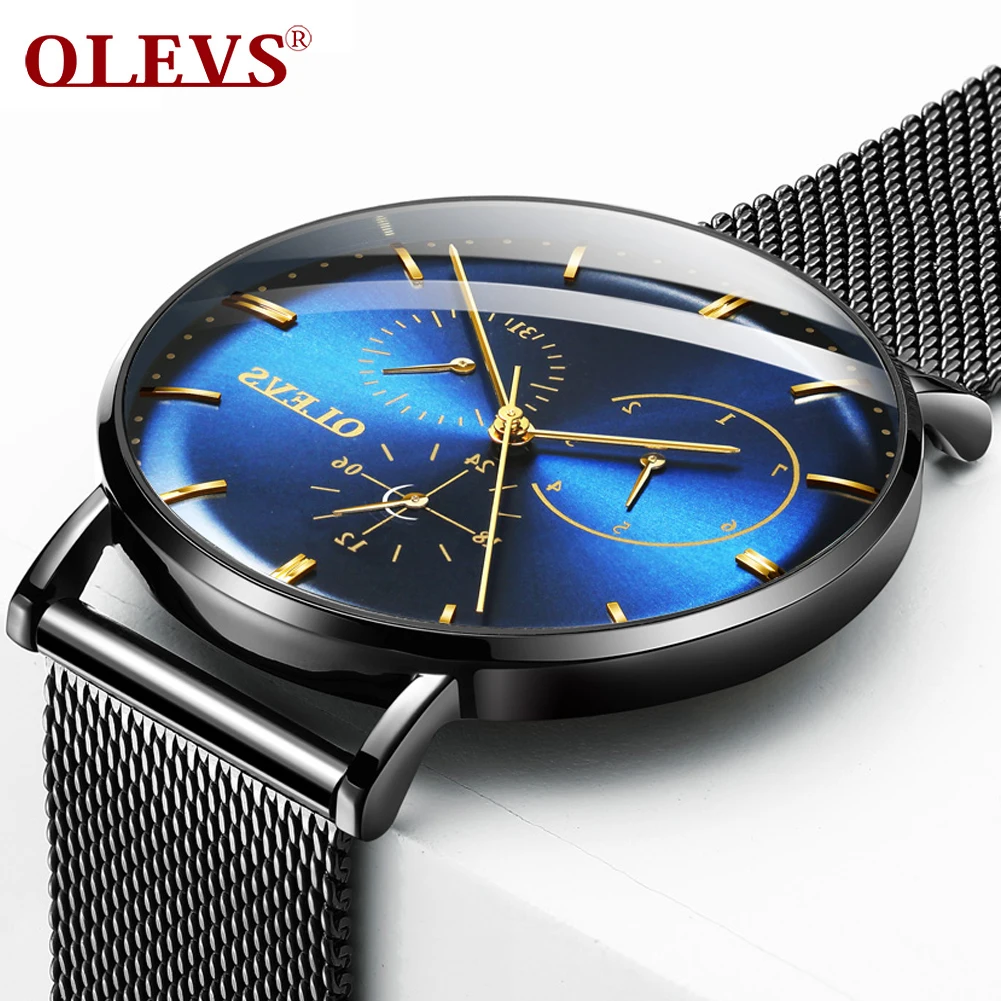 

OLEVS Simple Casual Mesh Stainless Steel men watch Fashion Top Brand Luxury Quartz Watches for men High Quality Wristwatch