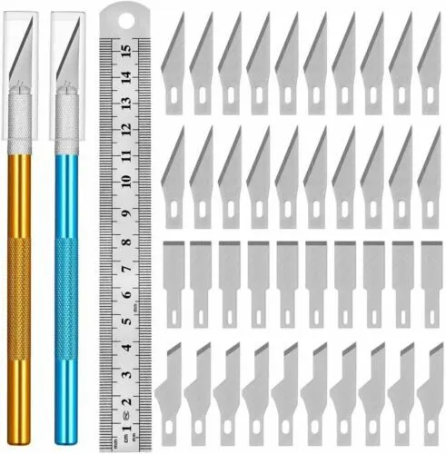 Blade Carver Aluminum Ruler Kit 40 Exactocutter Set Blades Refill Ruler Xacto For Craft Cutting And Crafting