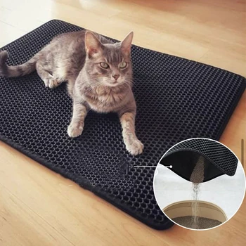 

Double Layer Pet Cat Litter Mat Waterproof Litter Cat Bed Pads Trapping Pets Litter Box Mat Pet Product Bed For Cats House Clean