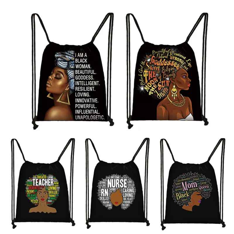 Backpack Drawstring-Bag Afro Girls Women Black Latin-America Teenager Mini Ladies