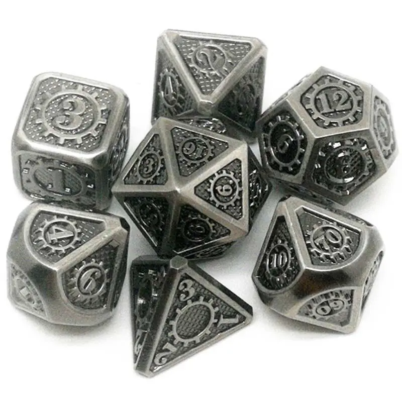 05-B New Metal Dice 7pcs/set Dungeons& Dragons Creative RPG Dice D&D Board Game Toy D4 D6 D8 D10 D12 D20 Magic Props Polyhedral Dice - Цвет: 05-B