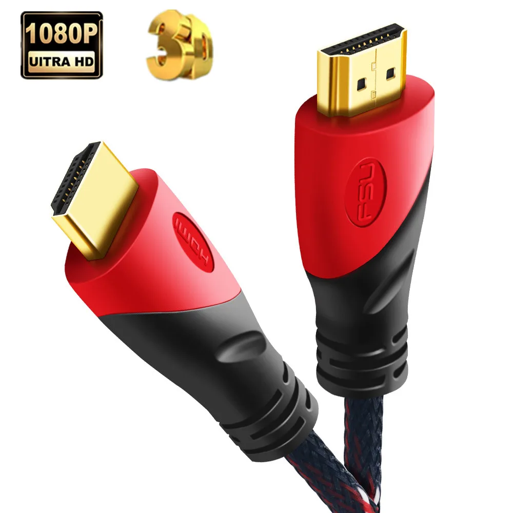 Высококачественный кабель HDMI позолоченный 15 м соединение с красной черной и