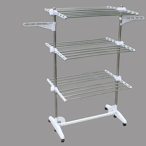 

Multifunctional drying rack floor folding indoor balcony mobile double pole lifting telescopic diaper barber shop towel rack