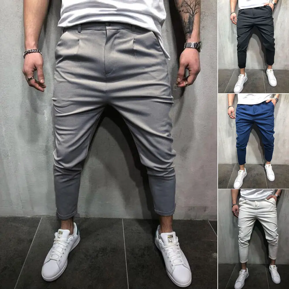 Men Pants Hip Hop Harem Joggers Pants 2018 Male Trousers Mens Joggers Solid Shrink Ankle Pants Sweatpants M-4XL