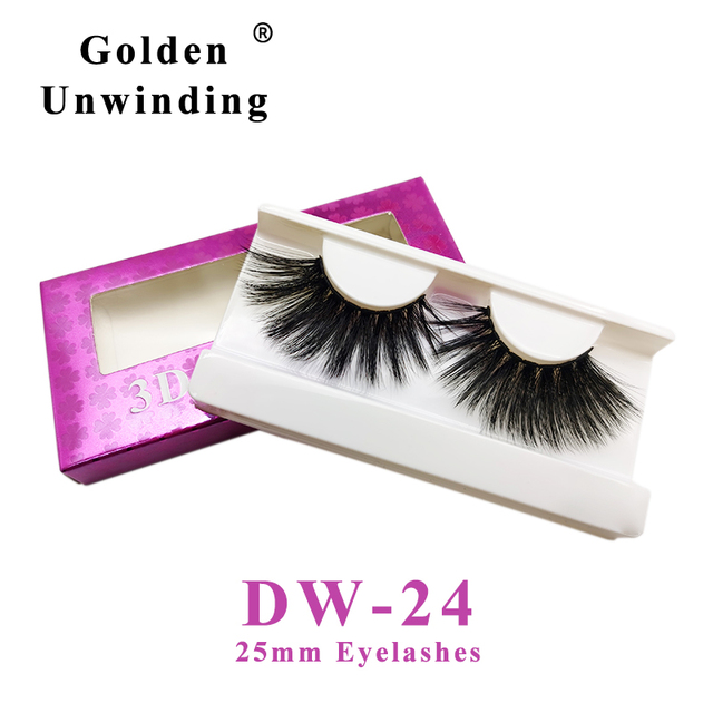 3D Faux Mink Lashes False-Eyelashes 25MM Dramatic Natural Thick Faux Mink Lashes Makeup Eyelash Extension Golden Unwinding