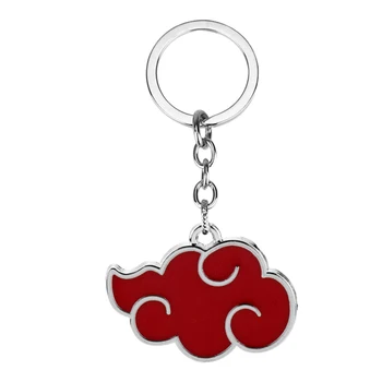 

Anime Naruto Akatsuki Red Cloud Logo Keychain Itachi Uchiha Pendant Key Rings Car Accessories Gifts