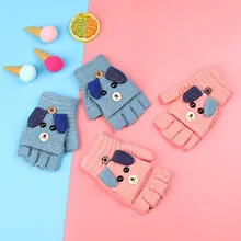 Милые Детские Перчатки с пятью пальцами, бархатные теплые вязаные Перчатки с рисунком, модные Перчатки, Детские Перчатки, зимние теплые Перчатки для детей