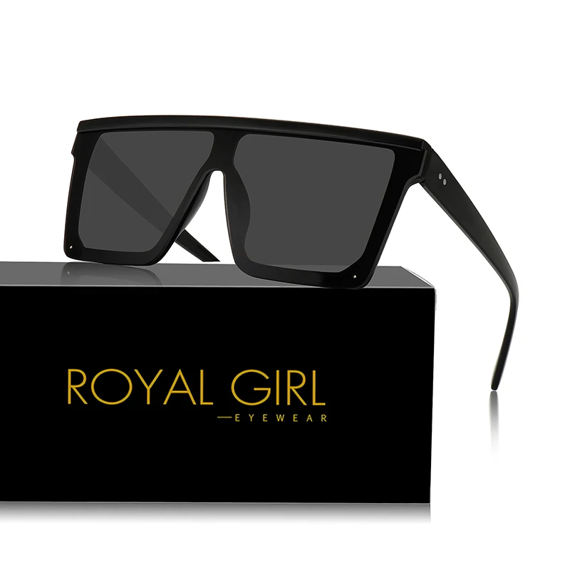 Королевская девушка, винтажные Квадратные Солнцезащитные очки, женские брендовые дизайнерские очки с плоским верхом, мужские черные леопардовые сексуальные очки с заклепками UV400 SS703