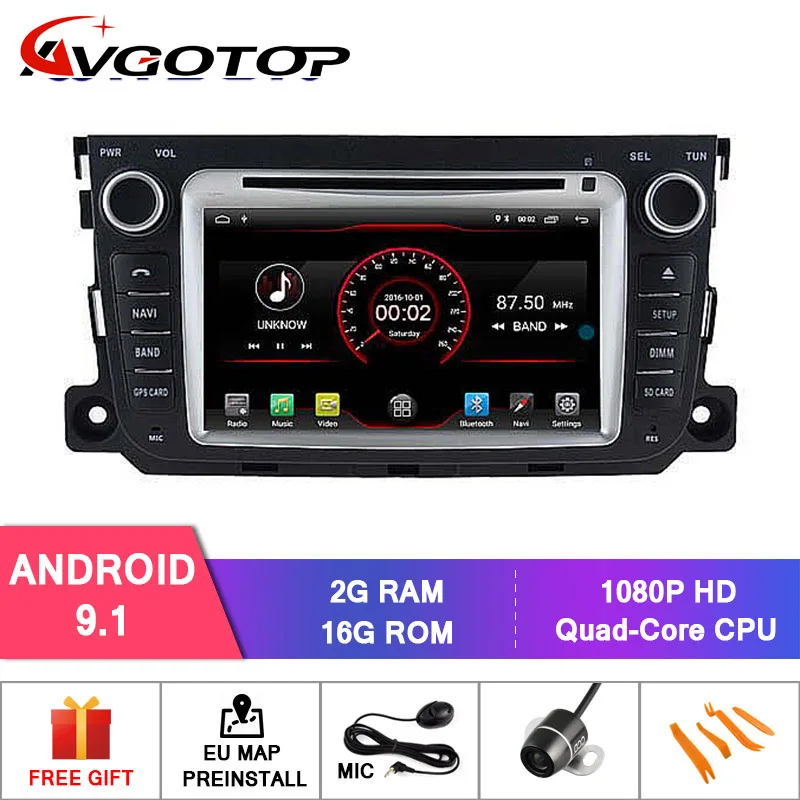 Cheap AVGOTOP Android 9 Car Radio GPS DVD Player for MERCEDES-BENZ SMART 2010-2014 Wifi Vehicle Multimedia 0