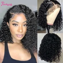 

13x4 HD Transparent Lace Front Human Hair Wigs for Black Women 180% Denisty 4x1 Curly Lace Front Wigs Natural Black Color Hair