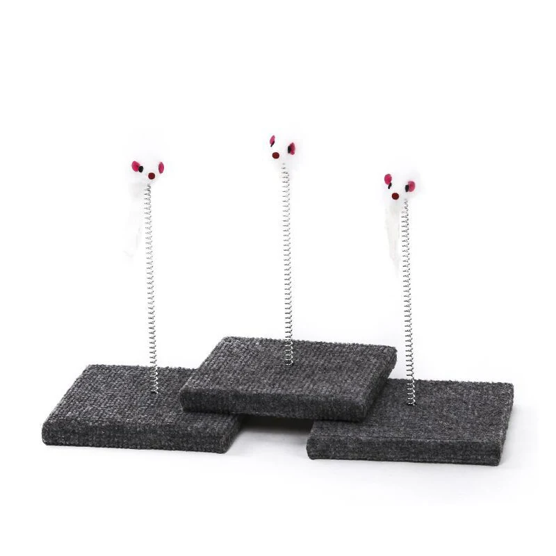 Velvet Square Cat Scratch Disc With Plush Mice Toy Accessory Pet Playing Exercise Claw Grinding | Дом и сад