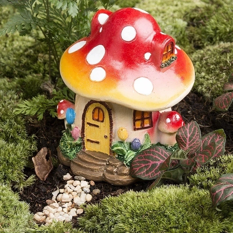 Miniature Mushroom House Landscape Decor Dollhouse Fairy Garden Ornament DIY 