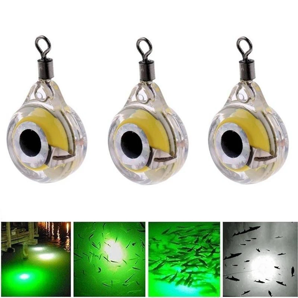 Mini Fishing Lure Light LED Deep Drop Underwater Eye Shape Fishing Squid Fishing Bait Luminous Lure for Attracting Fish