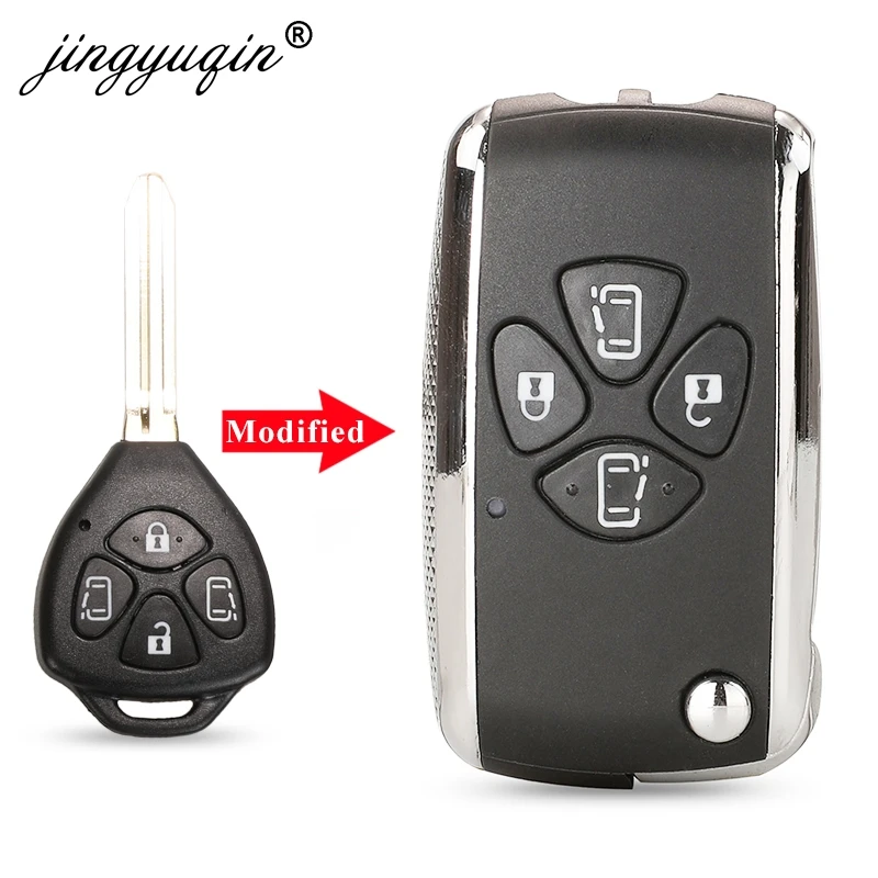 Jinyuqin модифицированный чехол для ключа с 4 кнопками Toyota Alphard Corolla RAV4 Yaris Prado Camry Crown