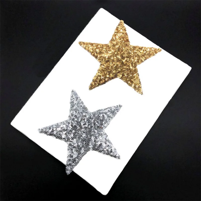 

1 Pcs Embroidery Patches Sequins Five-pointed Star Garment Sewing DIY Accessories Applique Cloth Paste for Jeans Jackets Shirts