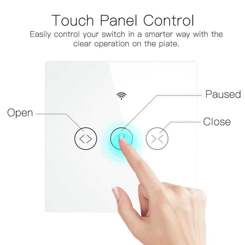WiFi Smart Touch Curtain Blinds Roller Shutter Switch Tuya Smart Life App Remote Control Work With Alexa Echo Google Home