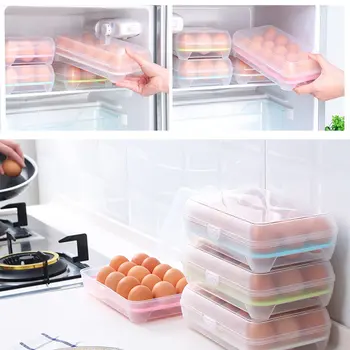 

15 Grid Cells Eggs Container Storage Kitchen Refrigerator Fresh Box Storage Case Multifunctional Crisper Food Container Hot