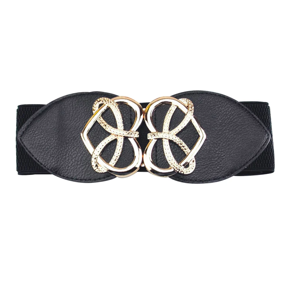 Women Solid With Heart Buckle Gifts PU Leather Casual Decorative For Jeans Elastic Stretch Waist Belt Wide Adjustable Dresses