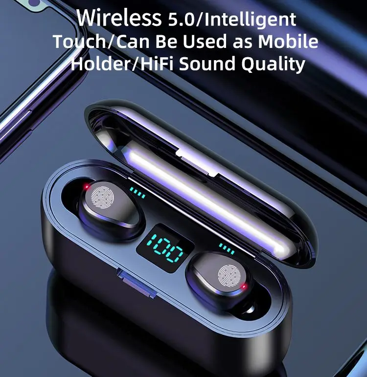 Новинка F9 Беспроводные Bluetooth 5 0 наушники TWS HIFI мини в ухо спортивная Гарнитура для
