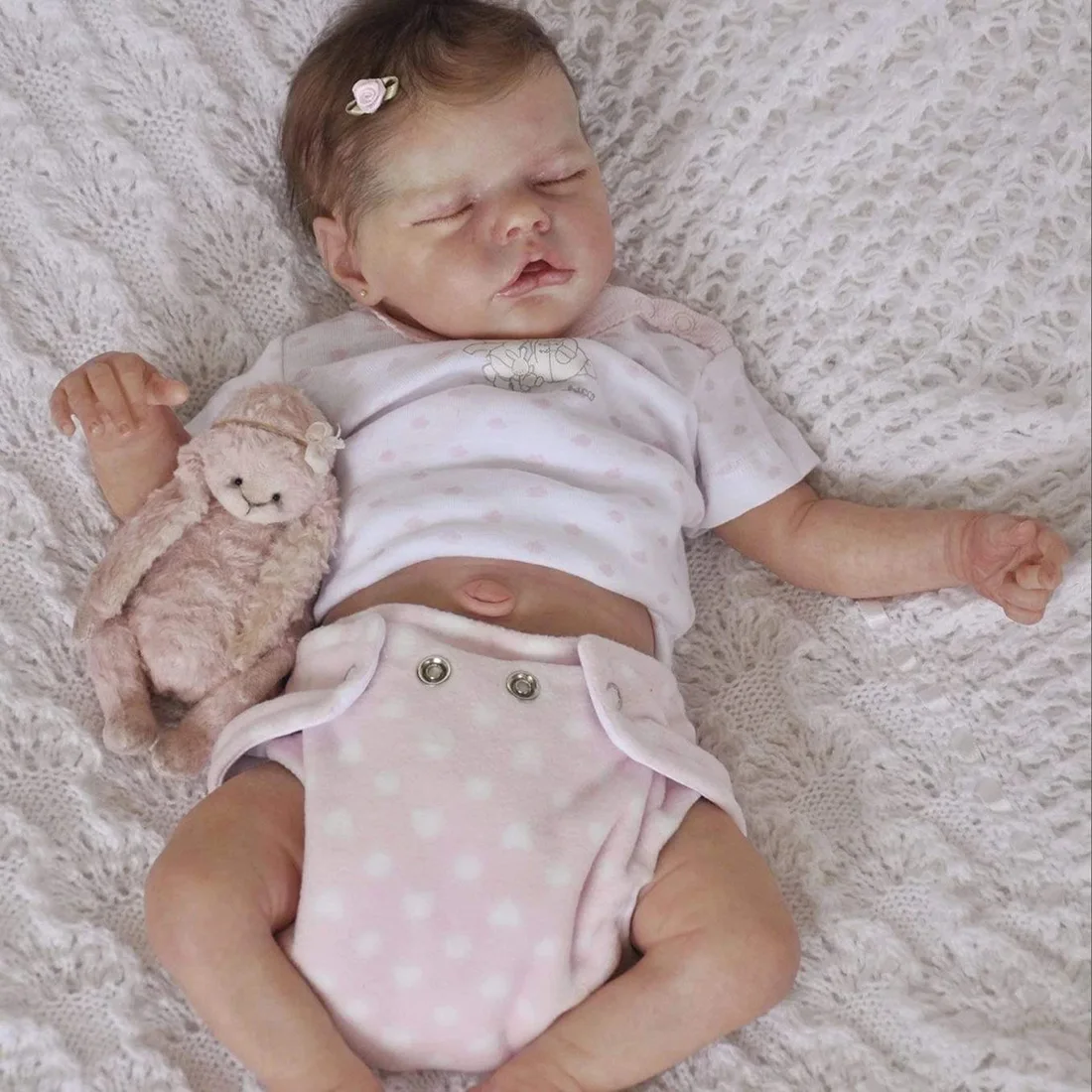 

17 Inches Twin B Series Realistic Lacey Reborn Baby Doll Costume Accessories Set Best Gift For Christmas (Clothing is Random)
