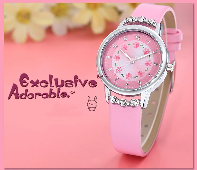 Модные милые Мультяшные детские часы для девочек принцесса алмазные Цветочные Кварцевые часы для детей детские часы для девочек montre enfant