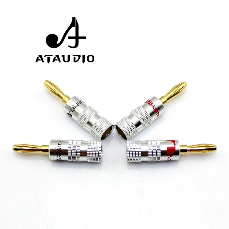 ATAUDIO 4 шт. Hifi Nakamichi Банановый штекер высококачественный позолоченный 24K