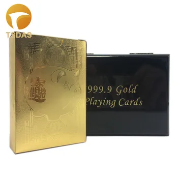 

Golde Playing Card with Red Wooden Box Amazing Golden Lucky Pig Custom Plastic Playing Cards 54pcs/set