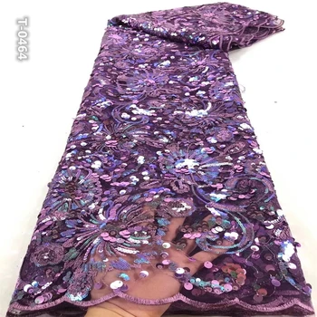 

2020 New French Nigerian sequins net lace,African tulle mesh lace fabric high quality for party wedding dress 5yards/lot