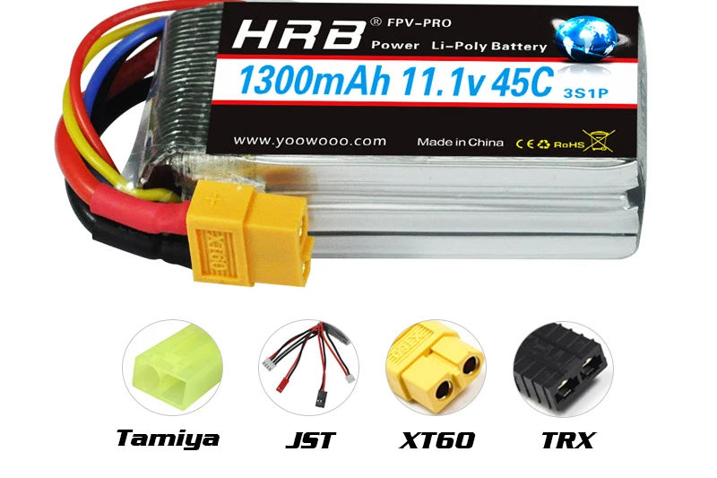 2 шт аккумулятор hrb lipo 3S 11,1 V 1300mah 4S 14,8 V 1500mah 7,4 V 2200mah XT60 JST 45C 1200mah Tamiya RC самолет FPV Дрон запчасти для автомобилей
