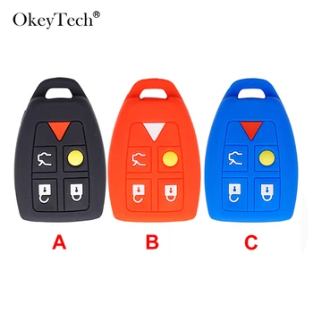 

OkeyTech New 5 Buttons Silicone Rubber Remote Key Case Cover Protector Shell For Volvo S40 V50 V70 C70 S60 Car Accessories