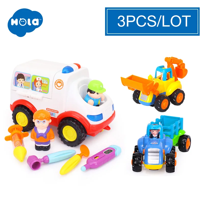 HOLA 836, набор для скорой помощи, 2 в 1, детские игрушки, набор для ролевых игр и медицинский набор, игрушечный автомобиль с подсветкой - Цвет: Красный