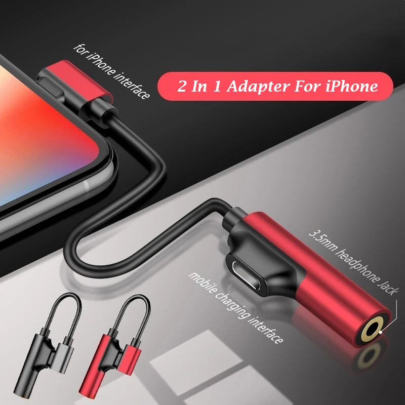 Сплиттер для наушников 2 в 1 iPhone 11 Pro адаптер XS MAX XR X 8 Plus зарядка разъем 3 5 мм